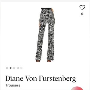 Diane Von Furstenberg Stylish Black and White Zebra Print Pants NWT